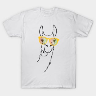 cute llama in fashionable glasses T-Shirt